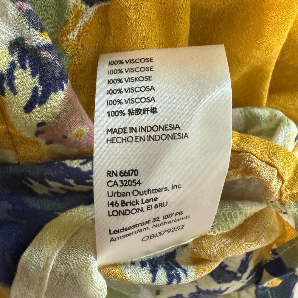 Free People Brunch A Bunch‎ Tunic Shirt Floral Print Yellow-Gold Blouse- Small - Picture 6 of 8
